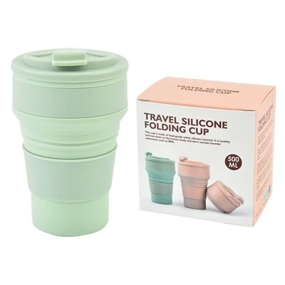 Logo personalizat reutilizabil 350 ml Cupa pliabilă din silicon