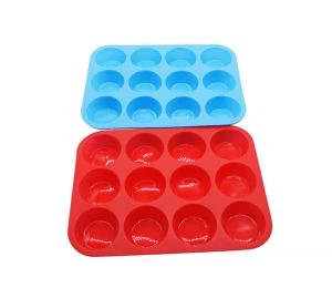Tigaie de brioșă din silicon, rezistentă la căldură, 12 cupe, forme de coacere pentru cupcake, tigaie pentru tort